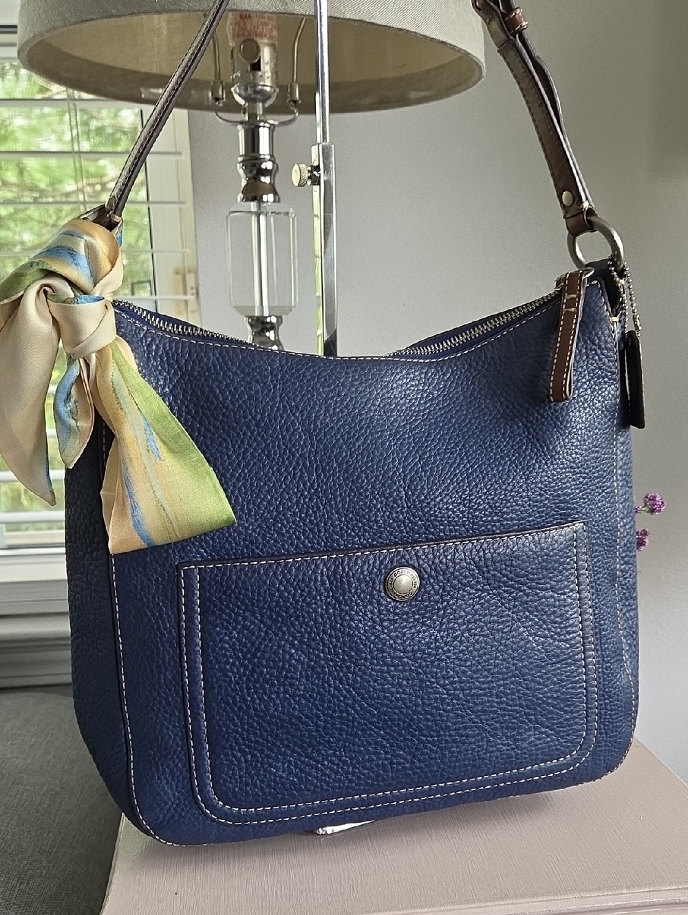 COACH Navy 2007 Chelsea Soft Milled Leather Shoulder Bag